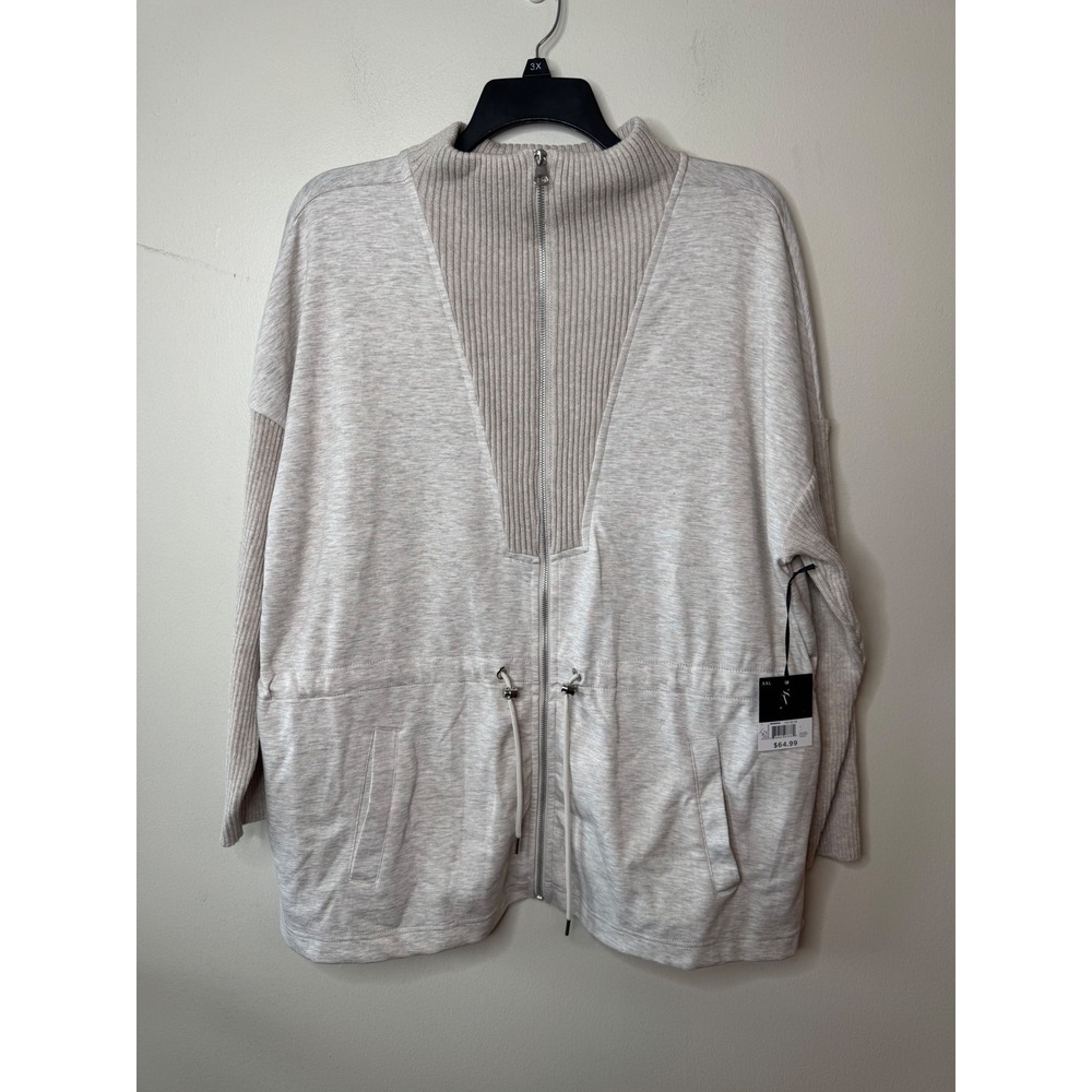 Simply Vera Vera Wang Womens XXL Oatmeal Scuba Knit Drawstring Zip Jacket